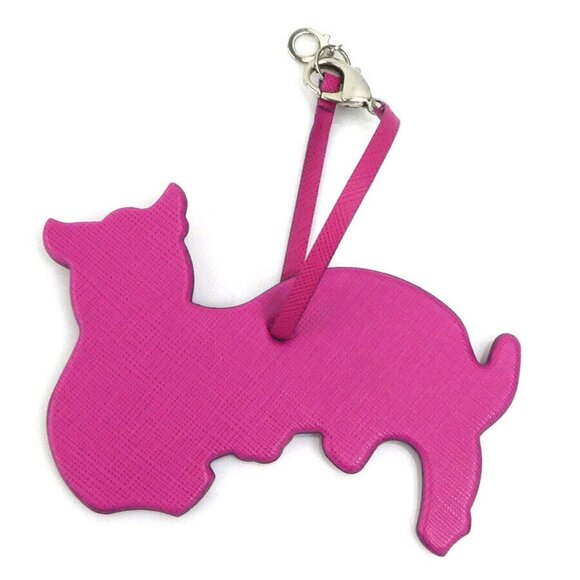 Auth Salvatore Ferragamo Bag Charm Name Tag Magenta Leather/Silvertone - e58520a - Picture 1 of 8